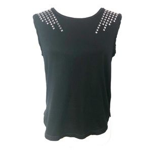 Forever 21 Sleeveless Black Silver Studded Tee